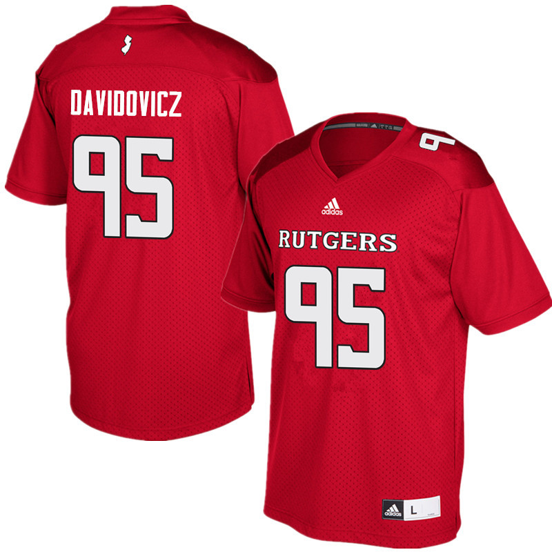 Men #95 Justin Davidovicz Rutgers Scarlet Knights College Football Jerseys Sale-Red